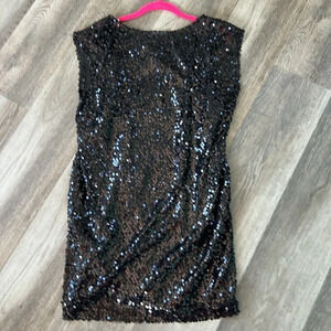 Connected Apparel  Sleeveless Black Sequin Mini Dress